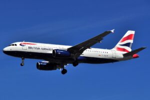 British Airways Airbus A320 G-EUUN, licensed file photograph by Eluveitie, not the restart flight.