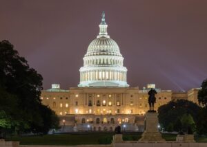 U.S. Capitol at night in August 2017. Archive photograph.