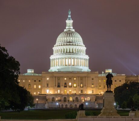 U.S. Capitol at night in August 2017. Archive photograph.