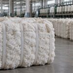 Cotton bales in a textile warehouse.
