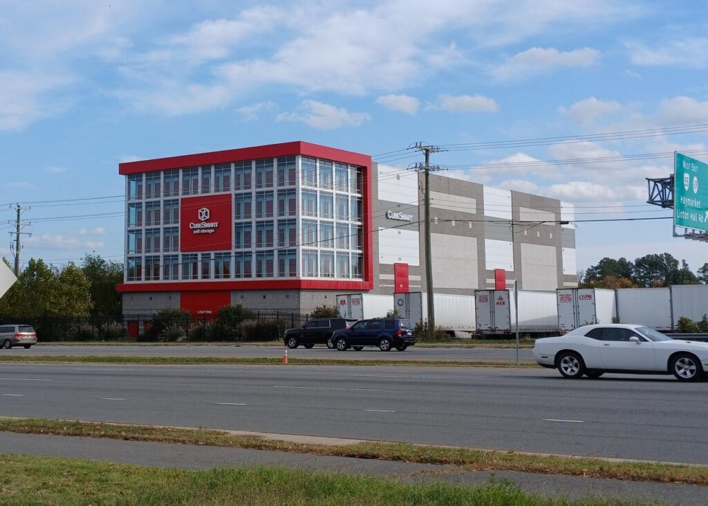 Archive: CubeSmart self-storage building in Gainesville, Virginia, photographed in 2024. Not identified as a property in the proposed venture.