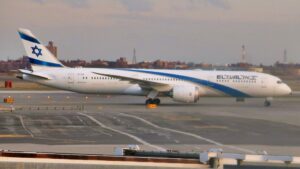 File photograph of a real El Al Boeing 787-9 in airline livery.