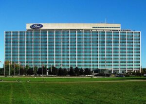 2007 archive photo of Ford’s former Glass House headquarters in Dearborn, Michigan, photographed by Dave Parker on October 21, 2007.