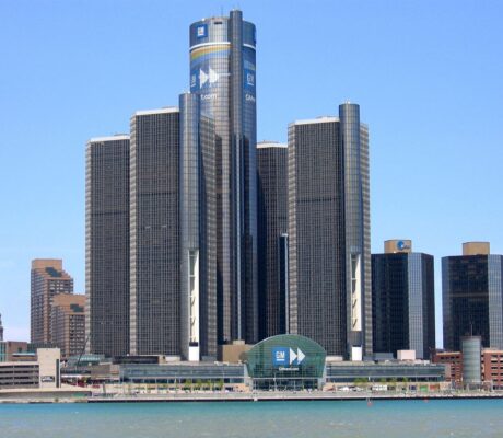 Archive photo: GM headquarters in Detroit, May 27, 2008, cropped.