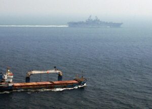 Merchant ship in the Strait of Hormuz, 2004, US Navy public domain