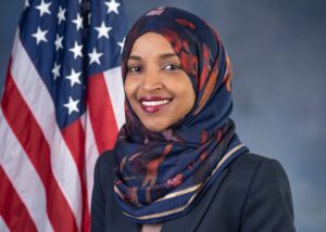 Rep. Ilhan Omar, official congressional portrait by Kristie Boyd / U.S. House Office of Photography, cropped.