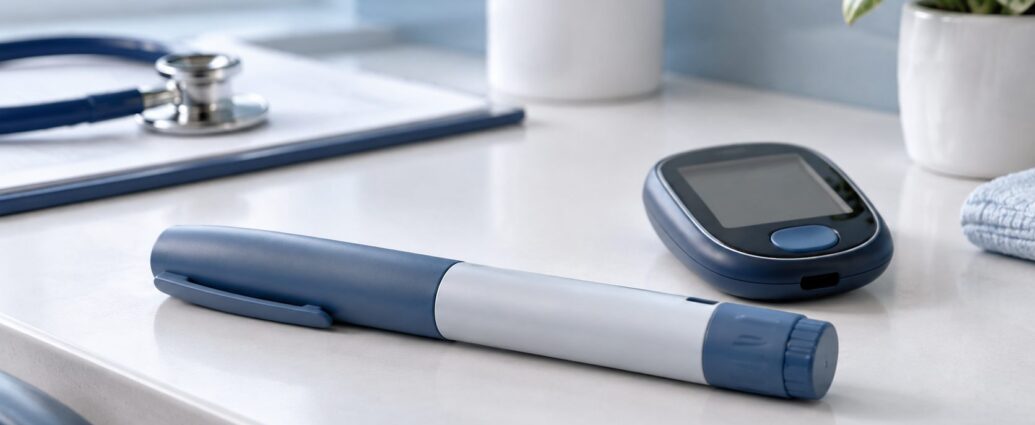 AI-generated illustration of generic diabetes-care equipment, not the Awiqli product.