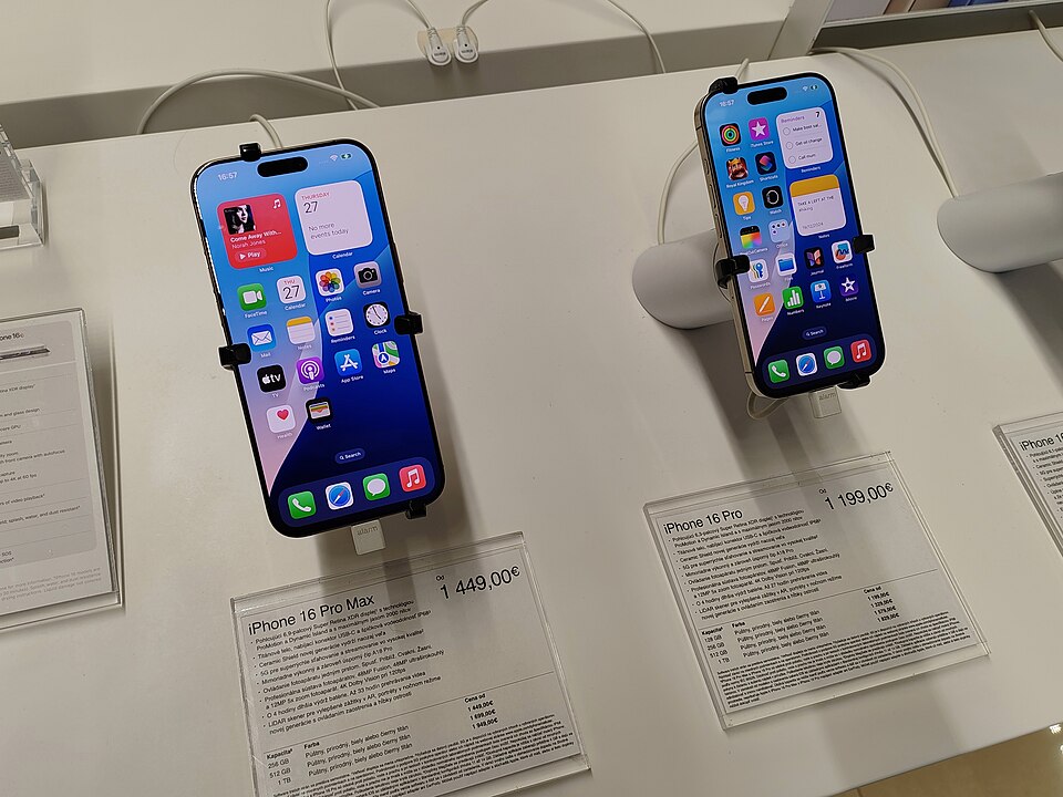 iPhone 16 Pro and Pro Max display models in Slovakia, March 27, 2025.