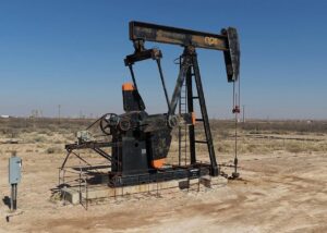 An oil pumpjack operating in the Permian Basin.