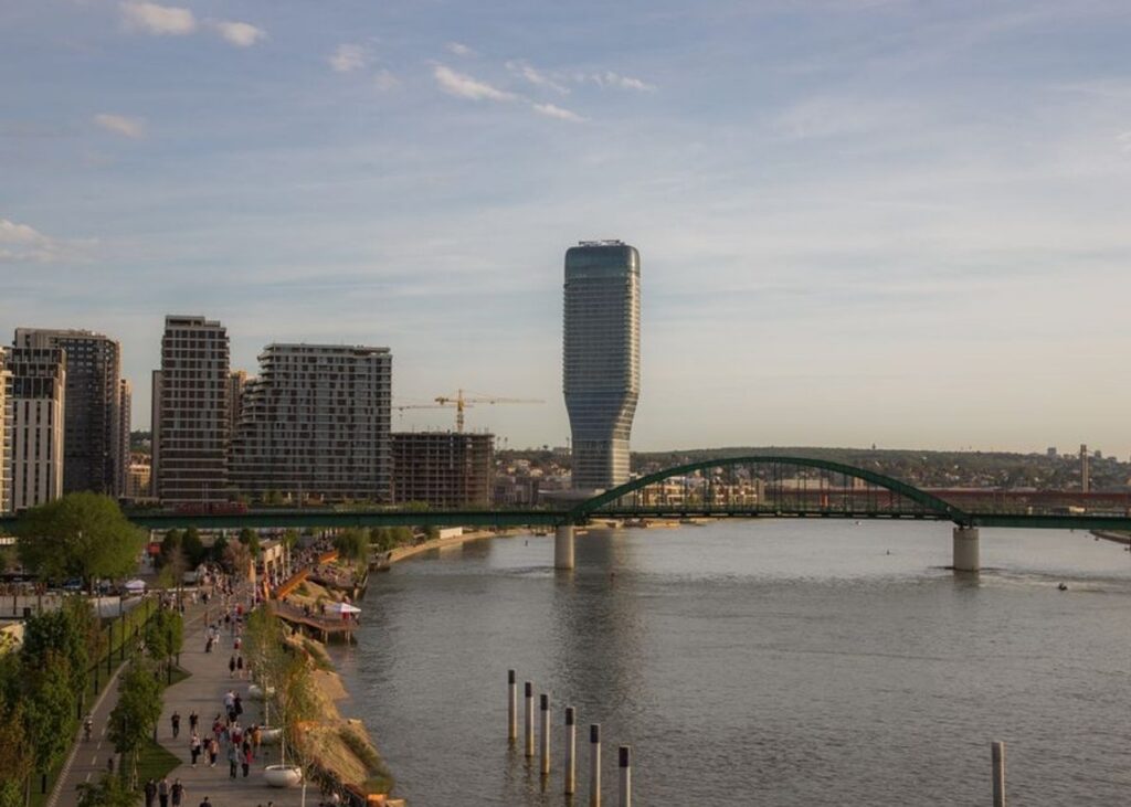 Archive photo of Belgrade skyline, not the embassy scene