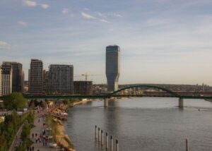 Archive photo of Belgrade skyline, not the embassy scene