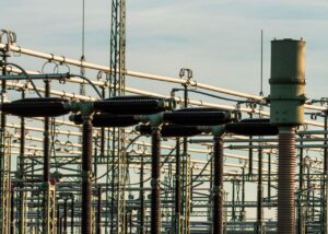 Archive high-voltage substation equipment, not a GE Vernova or Trench facility