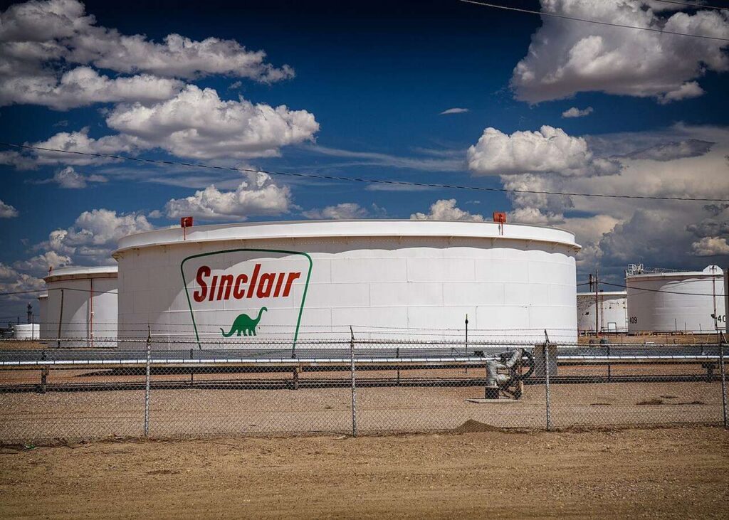 Crude oil storage tanks at the Sinclair refinery in Wyoming.