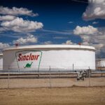 Crude oil storage tanks at the Sinclair refinery in Wyoming.