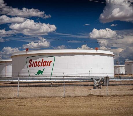 Crude oil storage tanks at the Sinclair refinery in Wyoming.