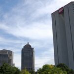 Archive Columbus skyline including the AEP Building. Electric cat/Wikimedia Commons, CC BY-SA 3.0 (cropped; image adaptation under the same license).