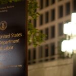 U.S. Department of Labor sign at the Frances Perkins Building. File photograph by Shawn T. Moore / U.S. Department of Labor; cropped.