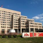 Archive photograph of Eli Lilly Corporate Center in Indianapolis in August 2019; not the current earnings announcement.