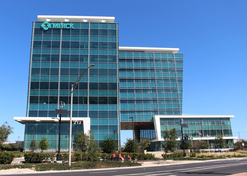 Archive photograph of Merck Research Laboratories in South San Francisco, California, in October 2021; not Merck's Rahway headquarters or a photograph from the current earnings announcement.