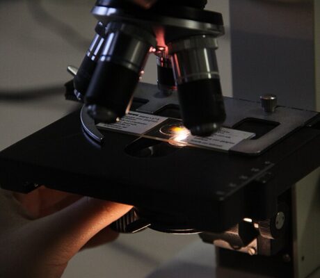 Microscope at Collegio Rotondi in Italy, December 13, 2023.