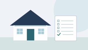 Illustration of a house beside a filing checklist