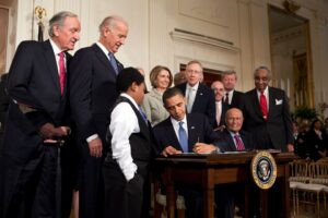 President Barack Obama signs the Affordable Care Act at the White House on March 23, 2010. Archive photo.