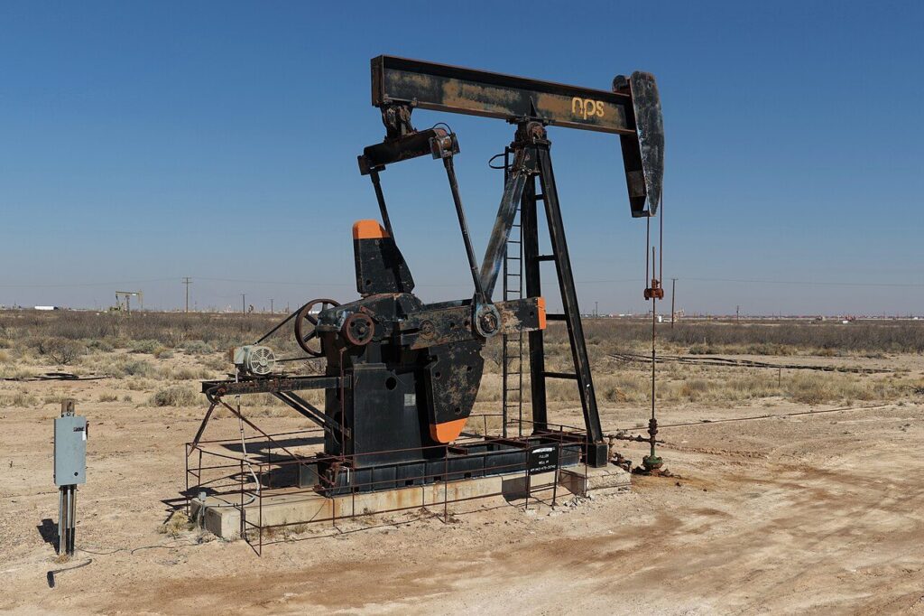 An oil pumpjack operating in the Permian Basin.