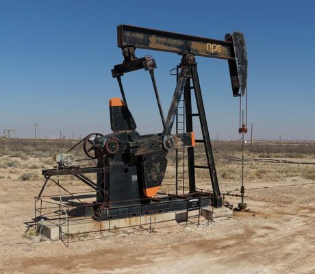 An oil pumpjack operating in the Permian Basin.