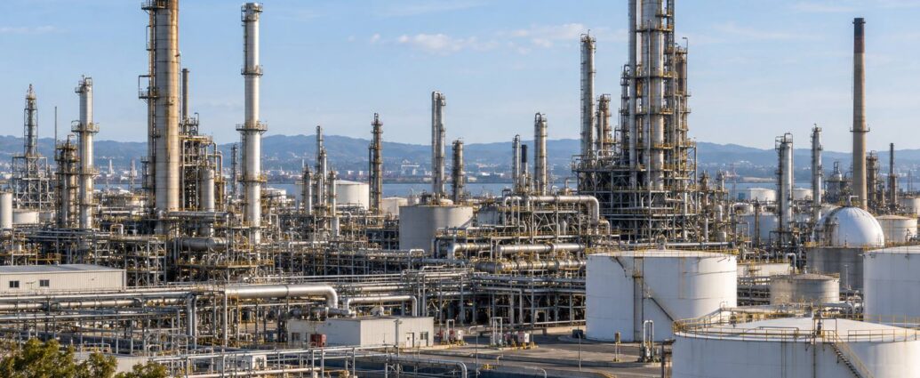 AI-generated illustration of a generic refinery, not an actual named facility.