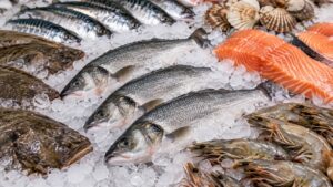 AI-generated illustration of a generic seafood display, not an inspected shipment or retailer.