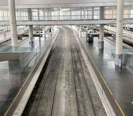 Archive photo of a Madrid railway station, not the Urda crash scene
