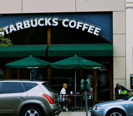 Starbucks storefront in Long Beach, California, in May 2010. Archive photograph.