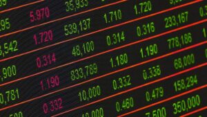 Illustrative archive stockmarketdisplay,not FridayNasdaq100readings.