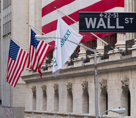 ArchiveWallStreet sign andNYSE facade,notFridaytrading.
