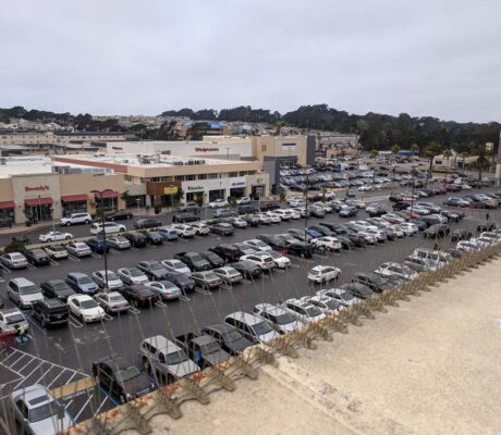 Archive photograph of Westlake Shopping Center in Daly City, California, in July 2018; not a photograph of the quarter's property acquisitions or current occupancy.