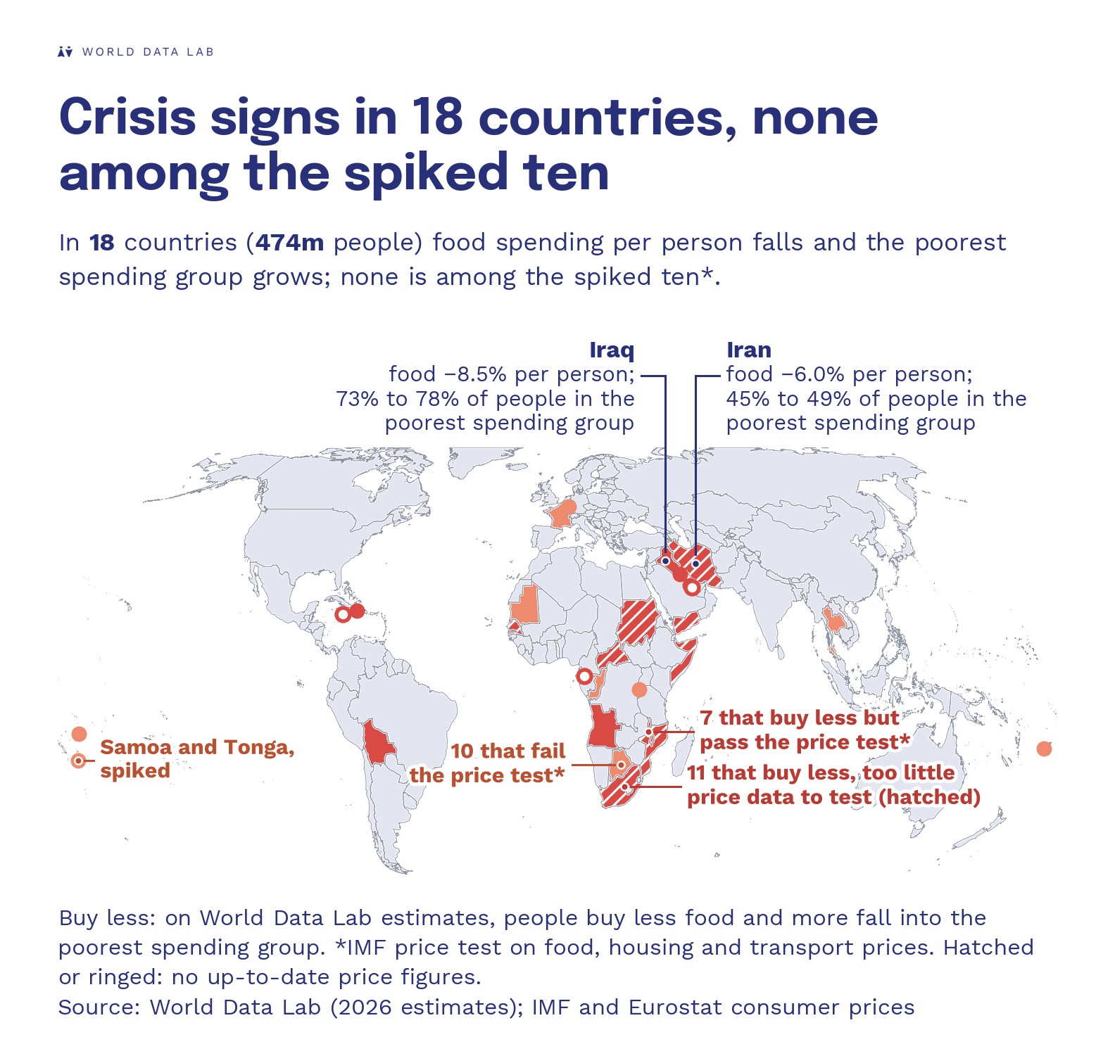 Crisis signs in 18 countries, none among the spiked ten